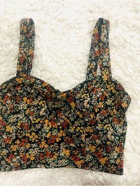 Pins & Needles Black Floral Crop Top